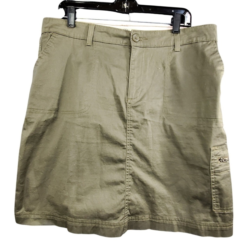 Riders by Lee Olive Green Cargo Skirt Size 14M Utility Pockets Stretch Cotton